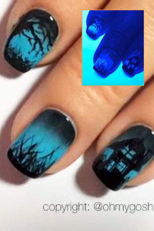 Spooky Haunted House Nails from OhMyGoshPolish